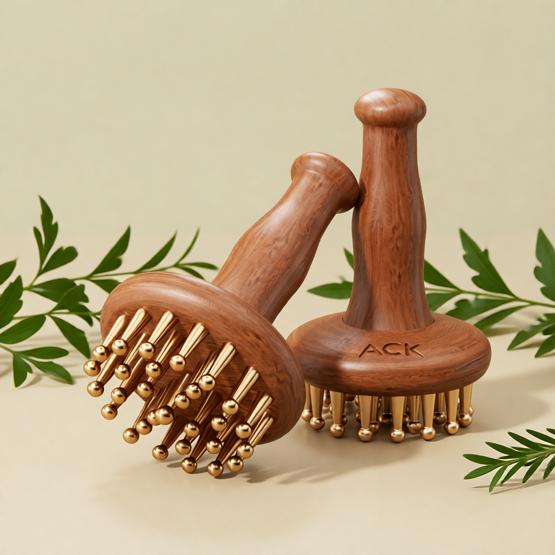 Aisikai Brass Meridian Brush Full Body Massage Tool 29-Tooth Scraping Tool For Fat Burning, Abdomen, Belly And Legs